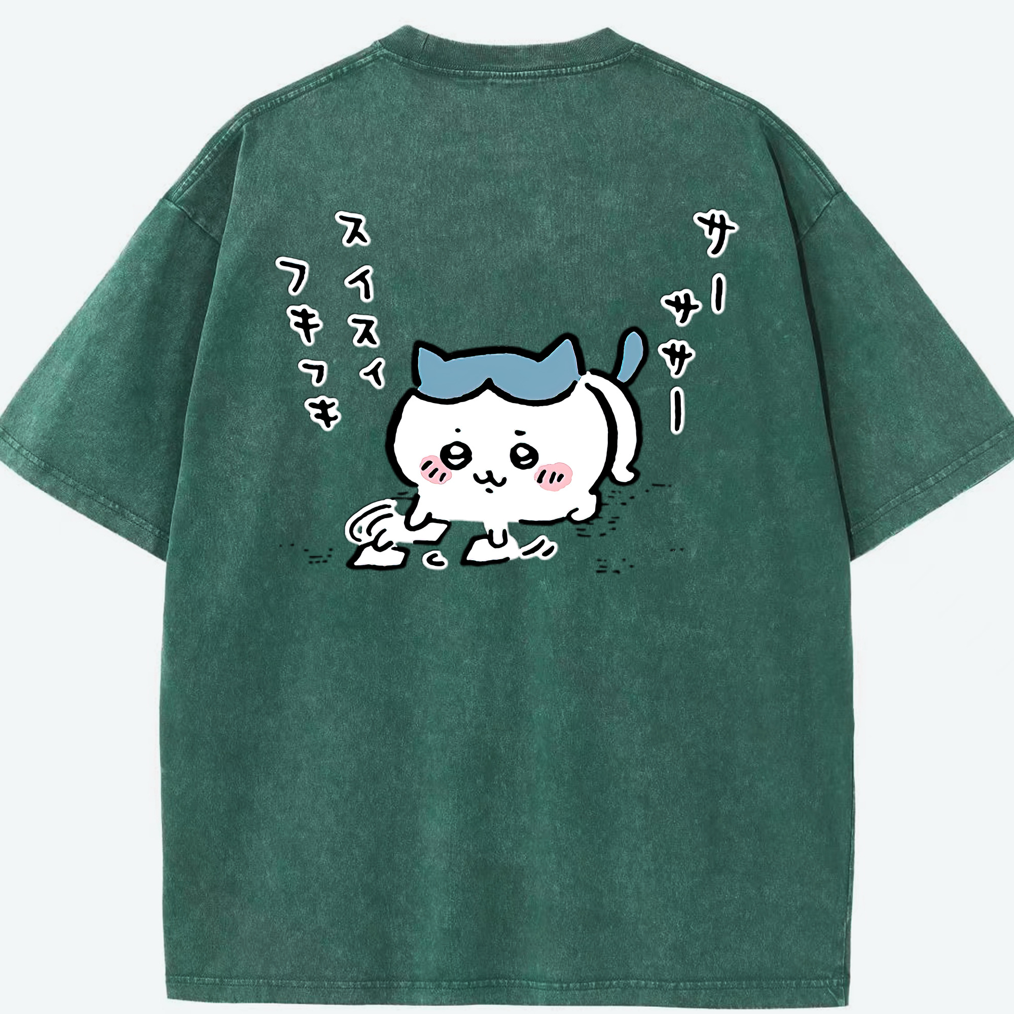 （画像用） ちいかわ ハチワレ Chii-kawa hachiware 綿100% ヴィンテージ風 半袖Tシャツ（背面プリント）